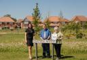 Charmian Thompson, Councillor John Burns and Lucy Helliar at Redrow's Great Wilsey Park development
