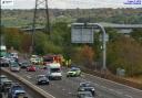 Closure - Two lanes have been shut on the M25 as emergency crews respond to a fire