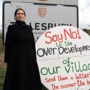 Witham MP Priti Patel protesting against the major housing scheme in Tollesbury, Maldon
