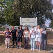 Students at Harwich and Dovercourt High School celebrating their GCSE results