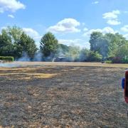 Damage - Dry grassland in Rickling was charred after an out-of-control bonfire spread