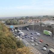 Heading towards the Dartford Crossing - standstill traffic on a section of the M25