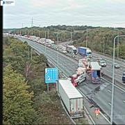 Incident - A crash involving two lorries and a car closed part of the M25 yesterday