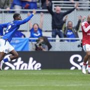 Ainsley Maitland-Niles celebrates scoring Everton’s equaliser (Peter Byrne/PA)